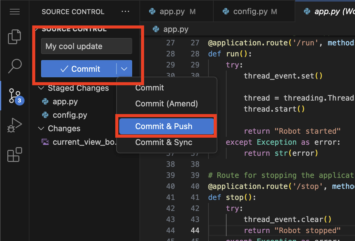 git commit and push