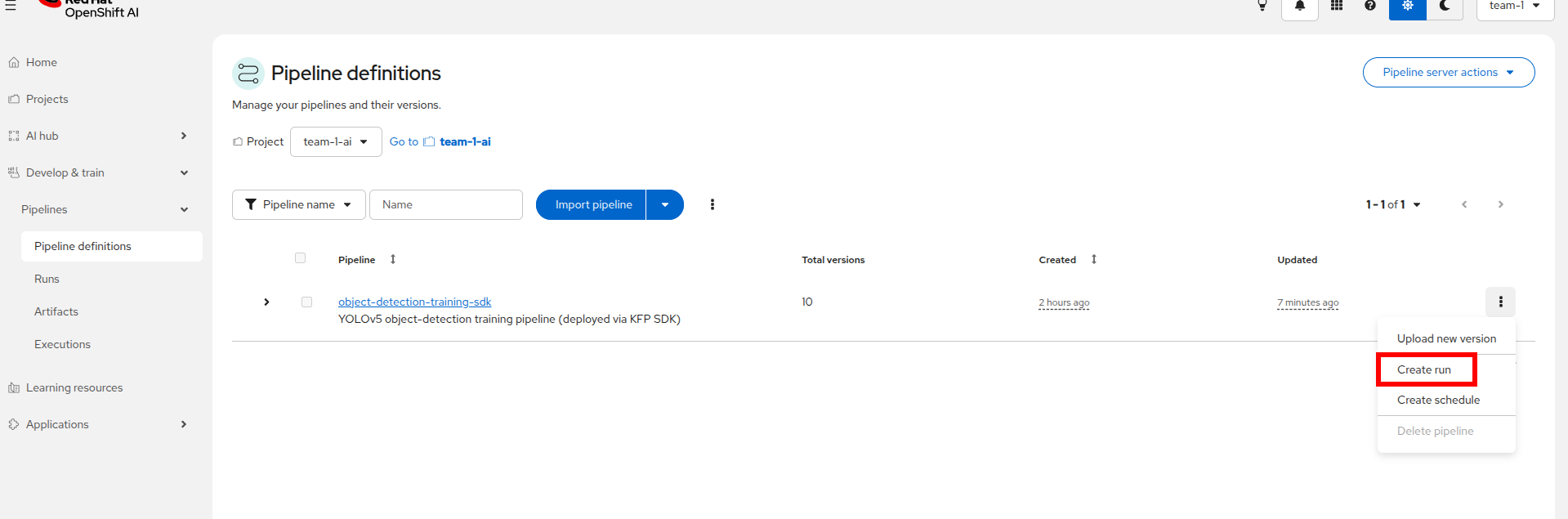 run kfp pipeline