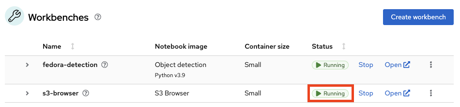 workbench running s3